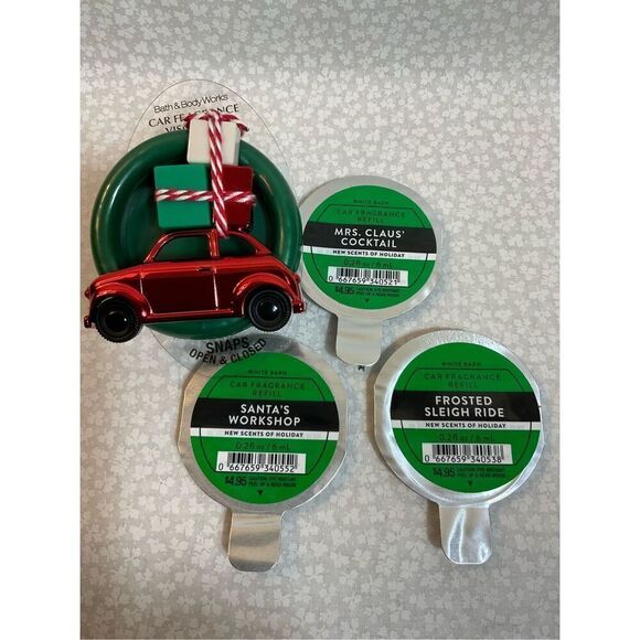 Bath and Body Works CHRISTMAS CAR Visor Clip and 3 Car Fragrance Refills - Picture 6 of 6